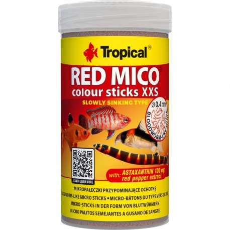 Tropical RED MICO COLOUR Wybarwiający Pokarm dla Małych Ryb 250ml