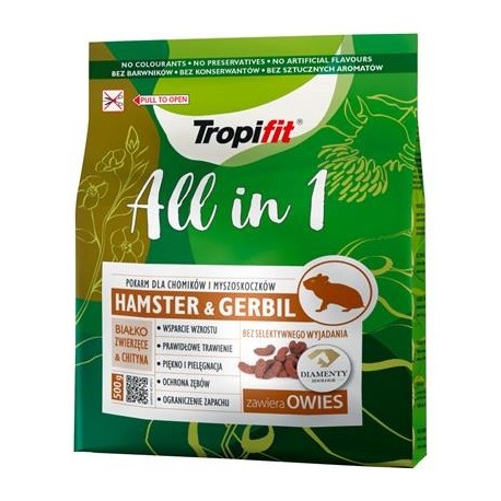 Tropifit ALL IN 1 HAMSTER&GERBIL Pokarm dla Chomików i Myszoskoczków 500g