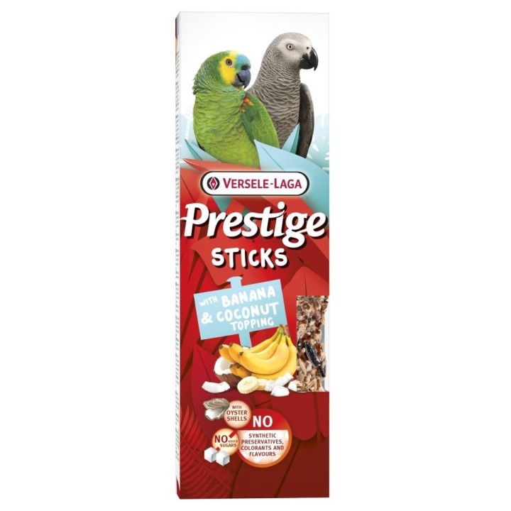 Versele Laga Prestige Sticks Parrots 2xMEGA KOLBY z Bananem i Kokosem dla Dużych Papug