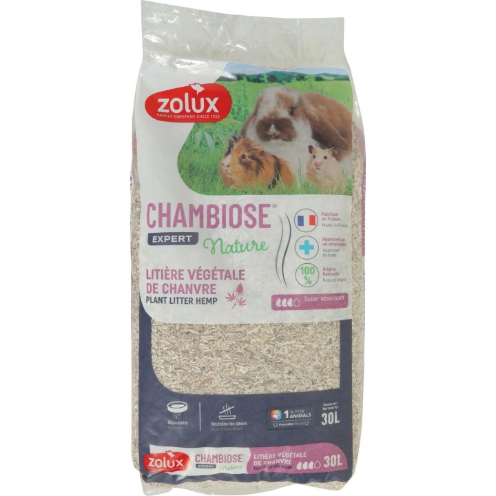 Zolux Chambiose Nature PODŁOŻE ŚCIÓŁKA SŁOMA KONOPNA dla Królików i Gryzoni 30L