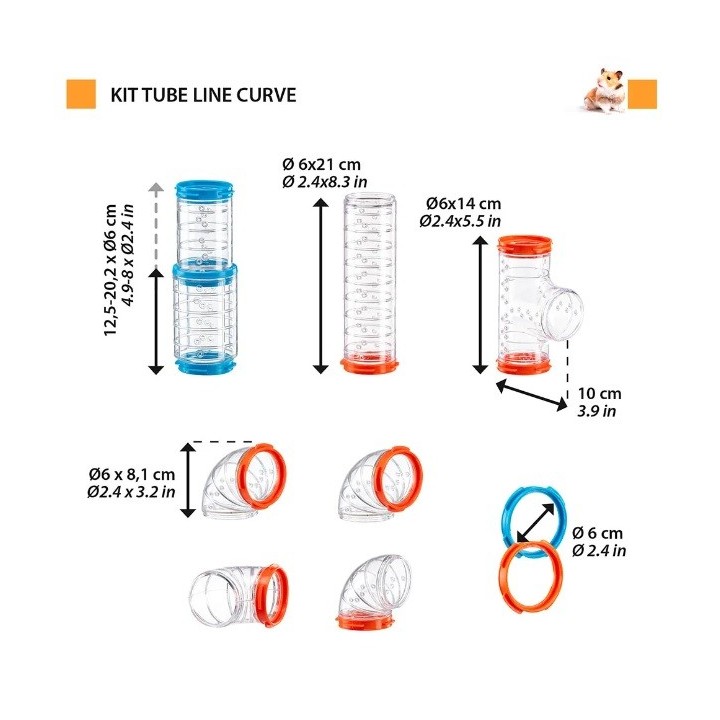 Ferplast Kit Tube Line Curve ZESTAW TUNELI I KOLANEK do Systemu Tube Line dla Gryzoni