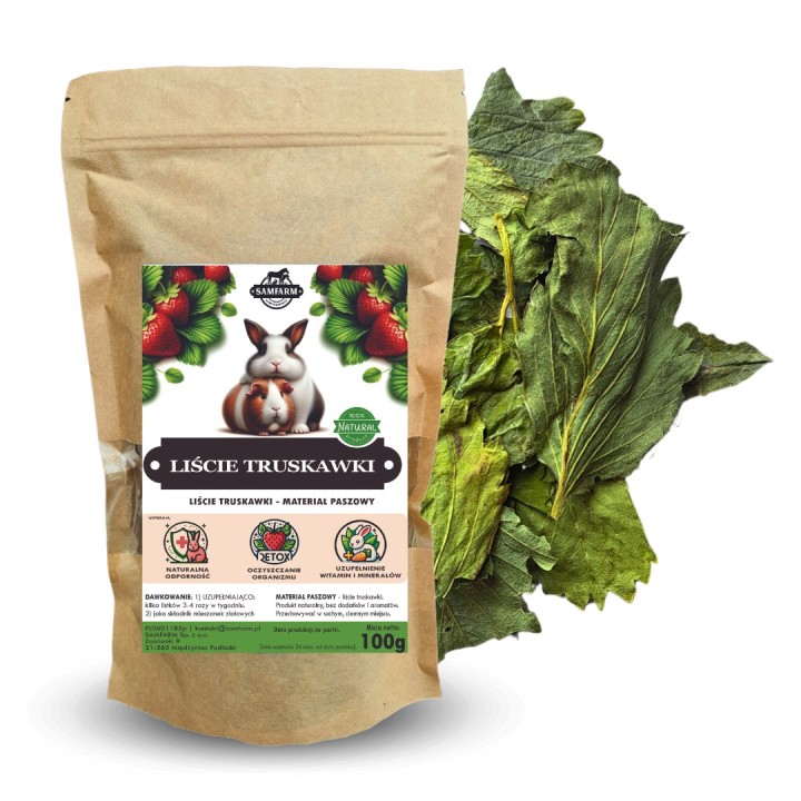 Samfarm LIŚCIE TRUSKAWKI dla Królików i Gryzoni 100g