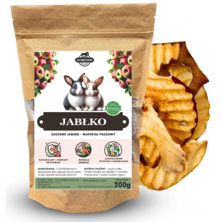 Samfarm JABŁKO SUSZONE dla Królików i Gryzoni 200g