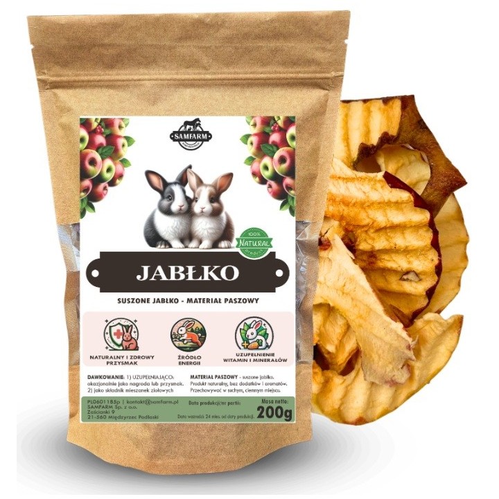 Samfarm JABŁKO SUSZONE dla Królików i Gryzoni 200g
