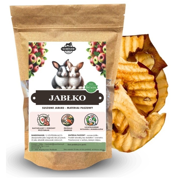 Samfarm JABŁKO SUSZONE dla Królików i Gryzoni 500g