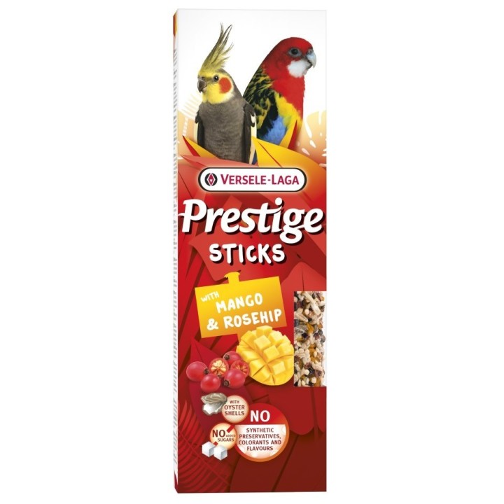 Versele Laga Prestige Sticks Big Parakeets 2xMEGA KOLBY z Mango i Dziką Różą dla Średnich Papug