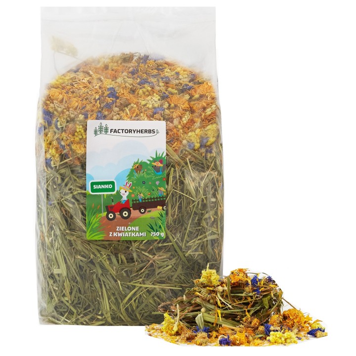 Factoryherbs SIANKO Zielone z kwiatami XL dla Królików i Gryzoni 750g