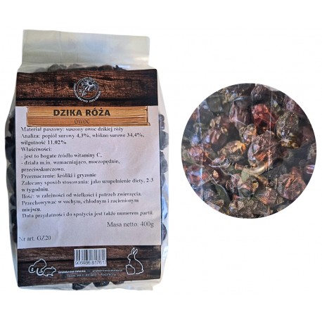 Gospodarstwo Zielarskie DZIKA RÓŻA OWOC dla Królików i Gryzoni 400g