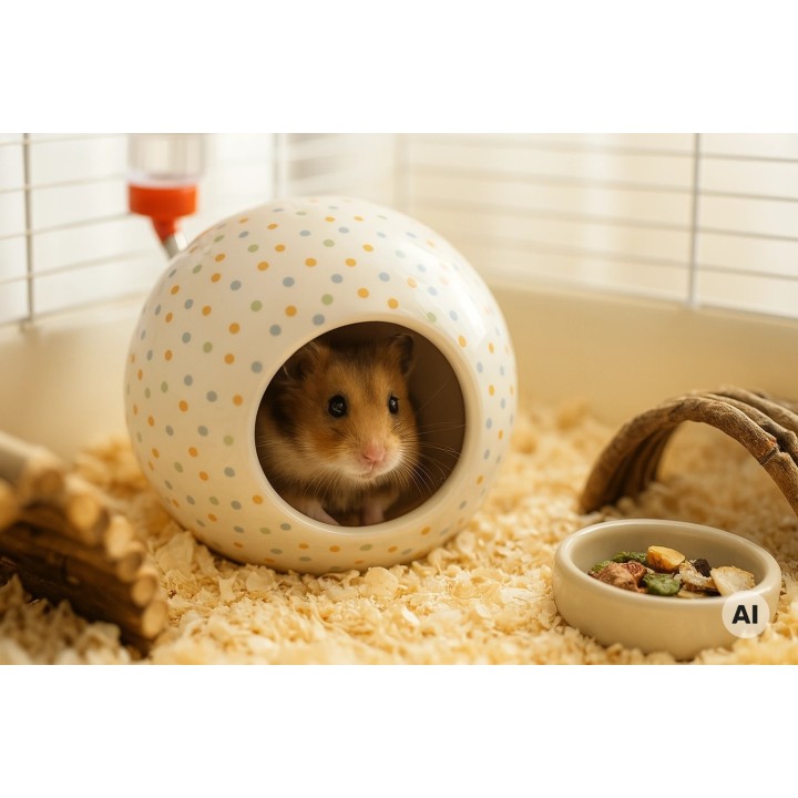 Zolux Cosy DOMEK CERAMICZNY KULA w Kropki dla Chomika,Szczura,Myszki