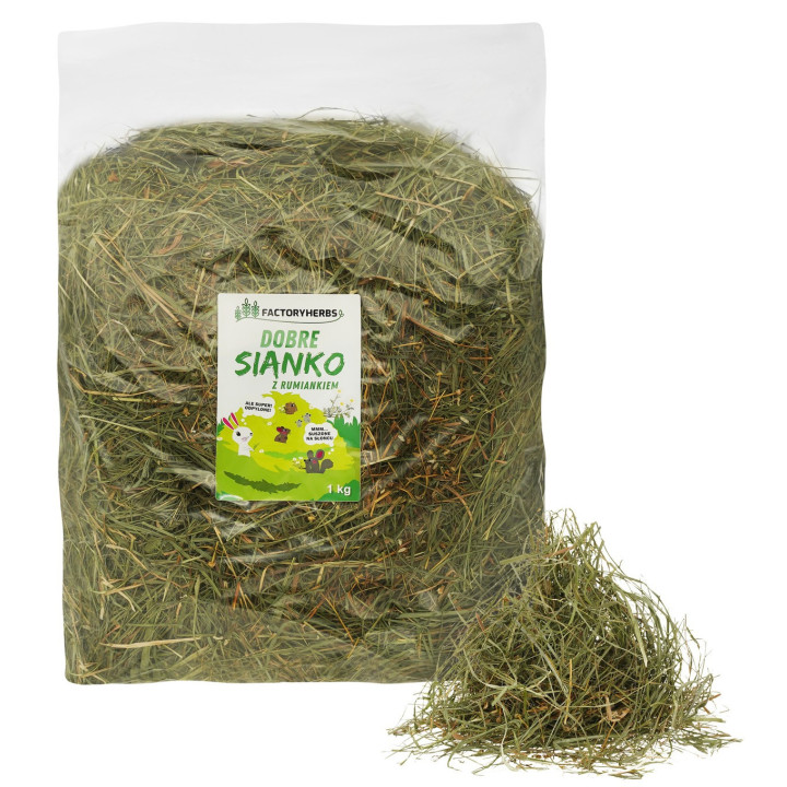 Factoryherbs DOBRE SIANKO Z RUMIANKIEM Siano dla Królików,Gryzoni 1kg