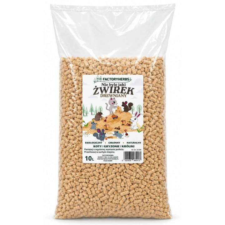 Factoryherbs ŻWIREK DREWNIANY Podłoże dla Królików i Gryzoni 10L
